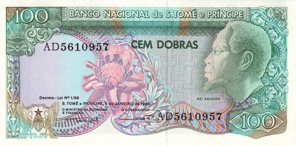 P60 St Thomas & Prince - 100 Dobras (1989)